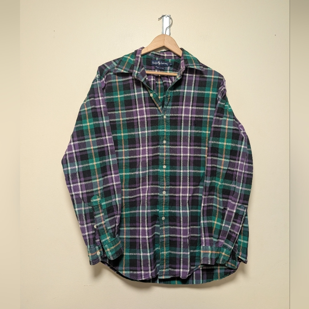 Ralph Lauren Men’s Plaid Button-Down Shirt – Size Large